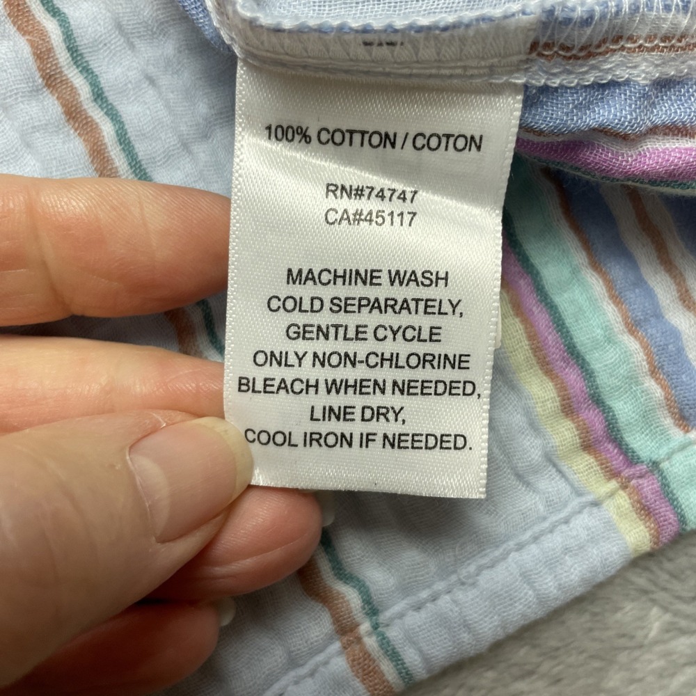 Natural Reflections Womens Gauze Tiered Maxi Dress Size L Pastel Stripe V Neck - Picture 5 of 9